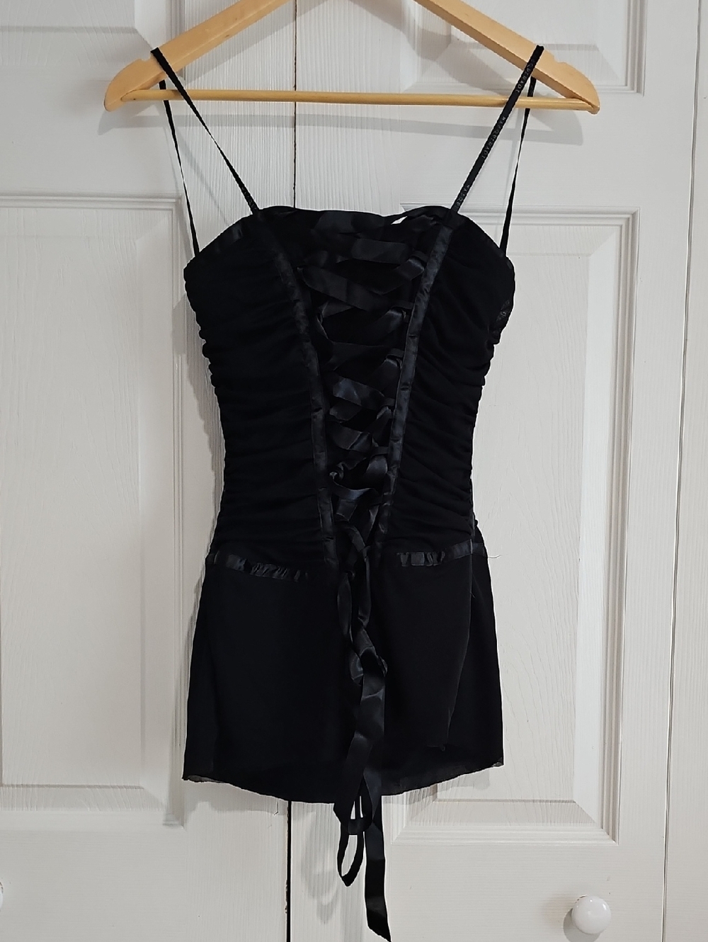 🖤 Masquerade Black Corset Lace-Up Top – Flowy & Flirty 🖤
